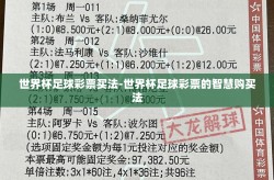 世界杯足球彩票买法-世界杯足球彩票的智慧购买法