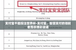 支付宝不能投注世界杯-支付宝，智慧支付的领航者而非博彩渠道