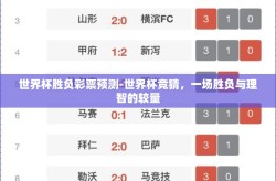 世界杯胜负彩票预测-世界杯竞猜，一场胜负与理智的较量