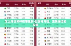 怎么赌世界杯在哪里买-世界杯竞猜，正确途径的探索