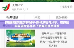 微信群里发世界杯帖子-探寻激情与分享，在微信群里因世界杯帖子激起的社交涟漪