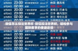 微信怎么投注世界杯-微信投注世界杯，轻松参与国际赛事的便捷途径