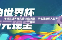 手机买世界杯竞猜-购彩无忧，手机便捷购入世界杯竞猜