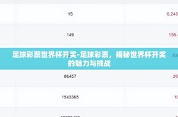 足球彩票世界杯开奖-足球彩票，揭秘世界杯开奖的魅力与挑战