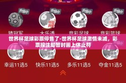 世界杯足球彩票停售了-世界杯足球激情未减，彩票投注却暂时画上休止符