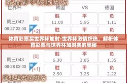 体育彩票买世界杯加时-世界杯激情炽热，解析体育彩票与世界杯加时赛的奥秘