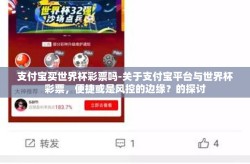 支付宝买世界杯彩票吗-关于支付宝平台与世界杯彩票，便捷或是风控的边缘？的探讨