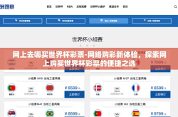 网上去哪买世界杯彩票-网络购彩新体验，探索网上购买世界杯彩票的便捷之选