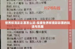 世界杯竞彩彩票怎么玩-探索世界杯竞彩彩票的玩法与乐趣