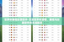 世界杯赛程彩票软件-沉浸世界杯激情，赛程与彩票软件的无缝融合