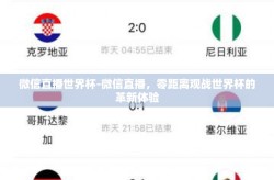微信直播世界杯-微信直播，零距离观战世界杯的革新体验