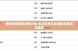 世界杯彩票投注多少钱-探寻世界杯彩票投注的适宜金额