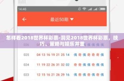 怎样看2018世界杯彩票-洞见2018世界杯彩票，技巧、策略与娱乐并重