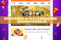 世界杯彩票猜输赢-揭示世界杯彩票猜赢输的奥秘，激情与策略并存的冒险之旅