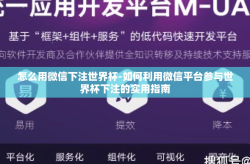 怎么用微信下注世界杯-如何利用微信平台参与世界杯下注的实用指南