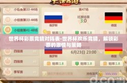 世界杯彩票竞猜对阵表-世界杯欢乐竞猜，解锁彩票的激情与策略