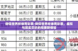 微信世界杯体育彩票-微信世界杯体育彩票，虚拟与现实交织的观赛新体验