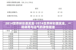 2014世界杯彩票奖金-2014世界杯彩票奖金，一场体育与运气的激情碰撞