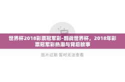 世界杯2018彩票冠军彩-酣战世界杯，2018年彩票冠军彩热潮与背后故事