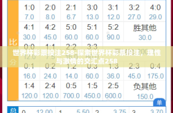 世界杯彩票投注258-探索世界杯彩票投注，理性与激情的交汇点258