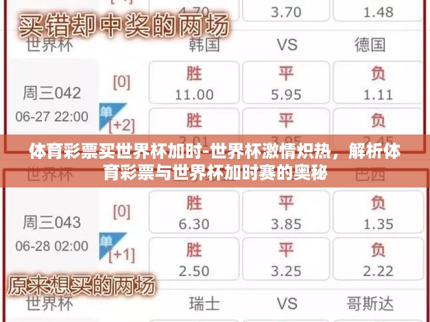 体育彩票买世界杯加时-世界杯激情炽热，解析体育彩票与世界杯加时赛的奥秘