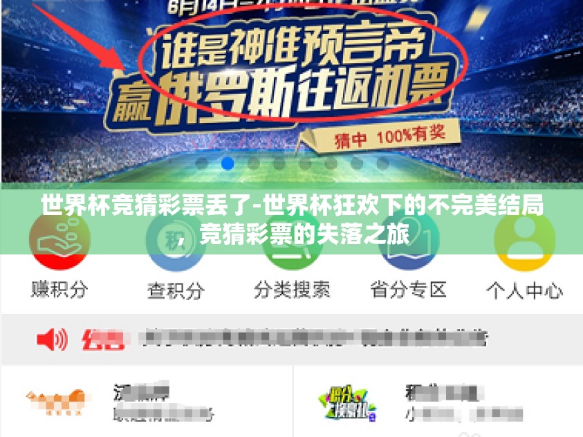 世界杯竞猜彩票丢了-世界杯狂欢下的不完美结局，竞猜彩票的失落之旅