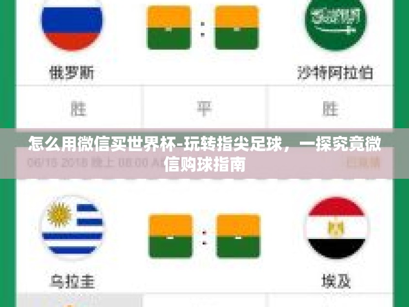 怎么用微信买世界杯-玩转指尖足球，一探究竟微信购球指南