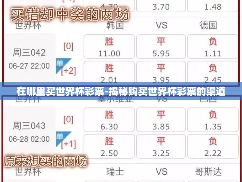 在哪里买世界杯彩票-揭秘购买世界杯彩票的渠道