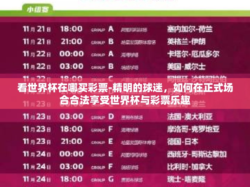 看世界杯在哪买彩票-精明的球迷，如何在正式场合合法享受世界杯与彩票乐趣