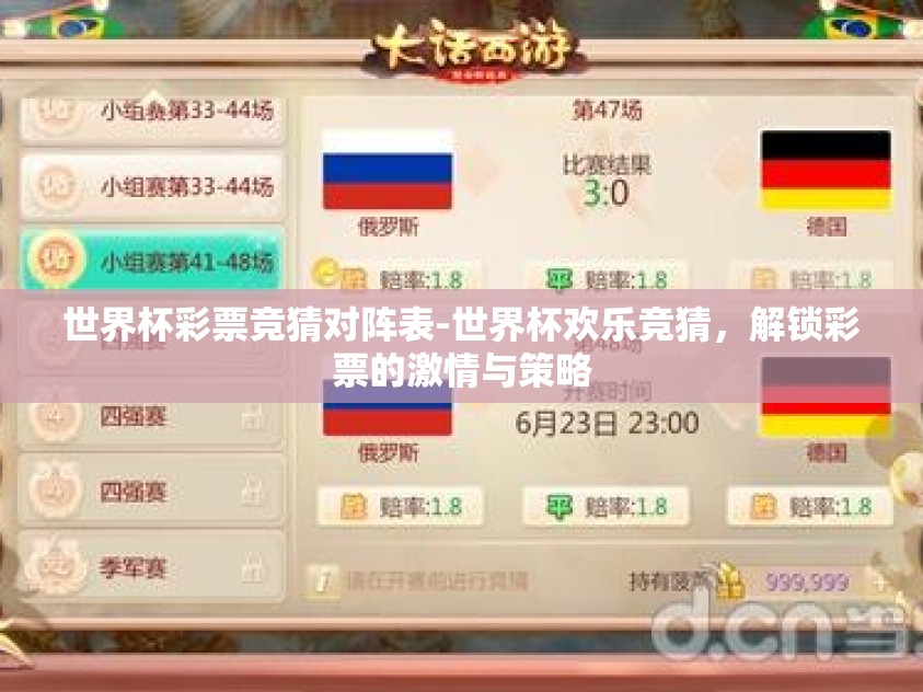 世界杯彩票竞猜对阵表-世界杯欢乐竞猜,解锁彩票的激情与策略 世界杯彩票竞猜对阵表-世界杯欢乐竞猜,解锁彩票的激情与策略