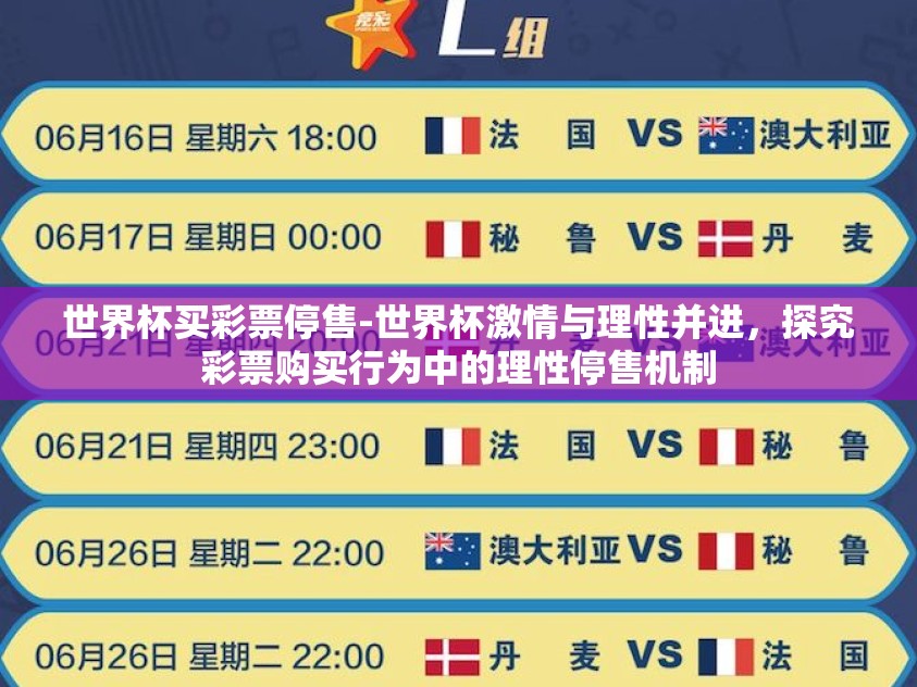 世界杯买彩票停售-世界杯激情与理性并进，探究彩票购买行为中的理性停售机制
