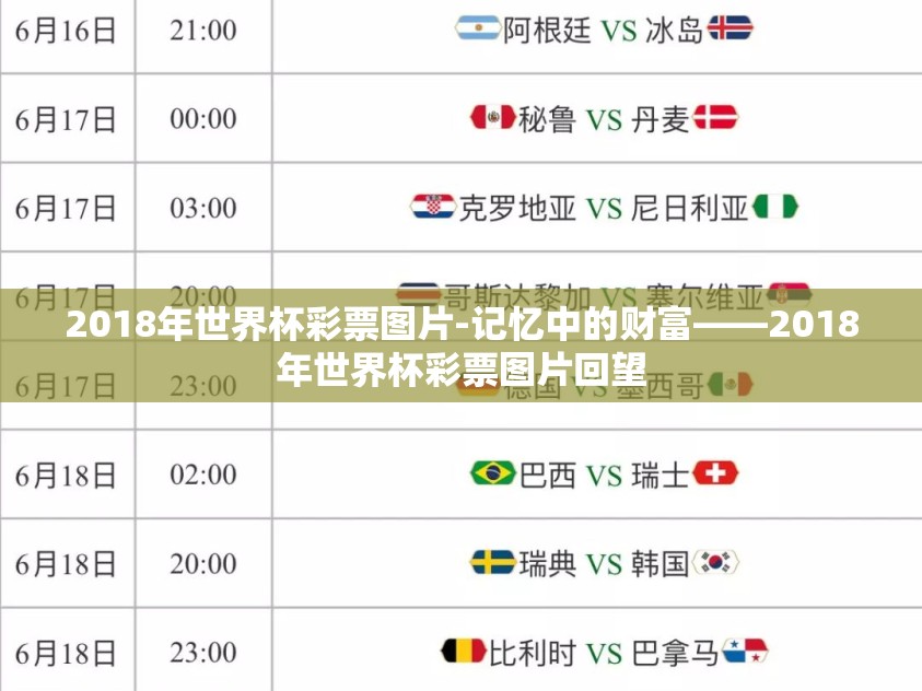 2018年世界杯彩票图片-记忆中的财富——2018年世界杯彩票图片回望 2018年世界杯彩票图片-记忆中的财富——2018年世界杯彩票图片回望