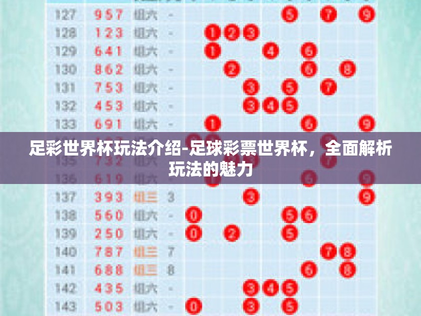 足彩世界杯玩法介绍-足球彩票世界杯，全面解析玩法的魅力