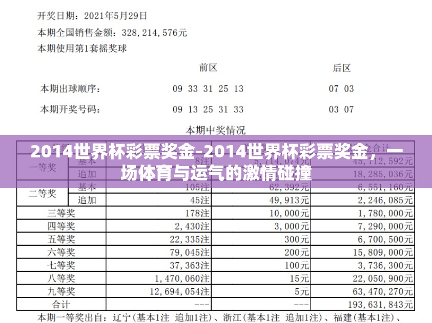2014世界杯彩票奖金-2014世界杯彩票奖金，一场体育与运气的激情碰撞