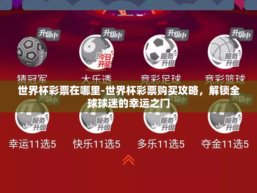 世界杯彩票在哪里-世界杯彩票购买攻略，解锁全球球迷的幸运之门