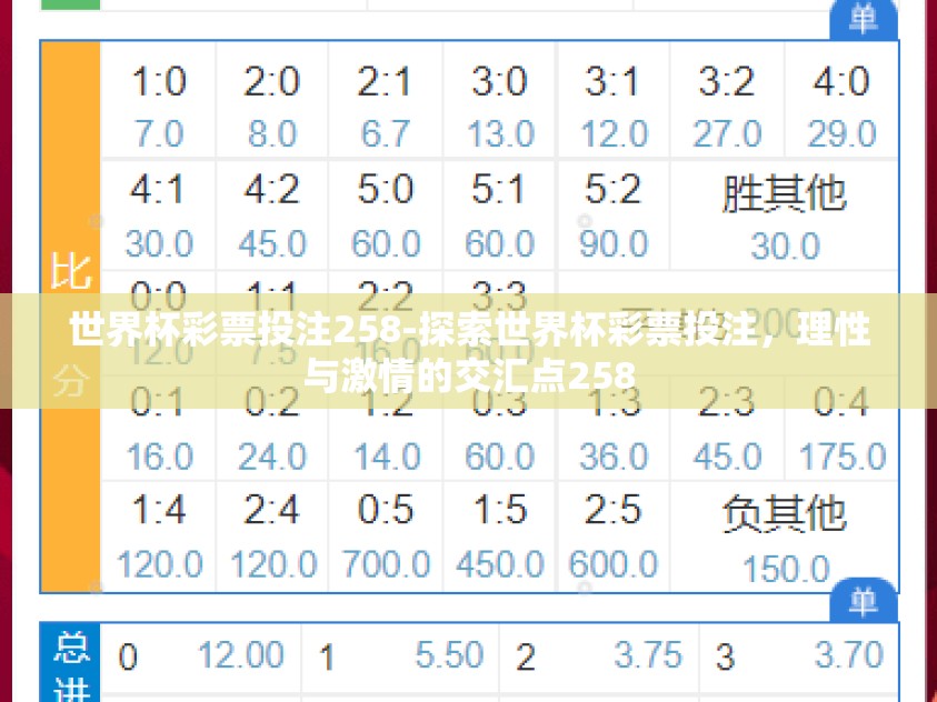 世界杯彩票投注258-探索世界杯彩票投注，理性与激情的交汇点258