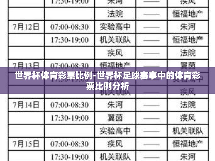 世界杯体育彩票比例-世界杯足球赛事中的体育彩票比例分析